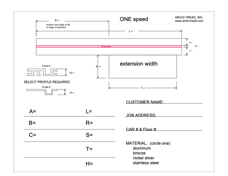 Archi-Tread_Elevator_Sill_Solutions_SURVEY SHEET ONE SPEED SIDE SLIDE WITH EXTENSION 1.8.23
